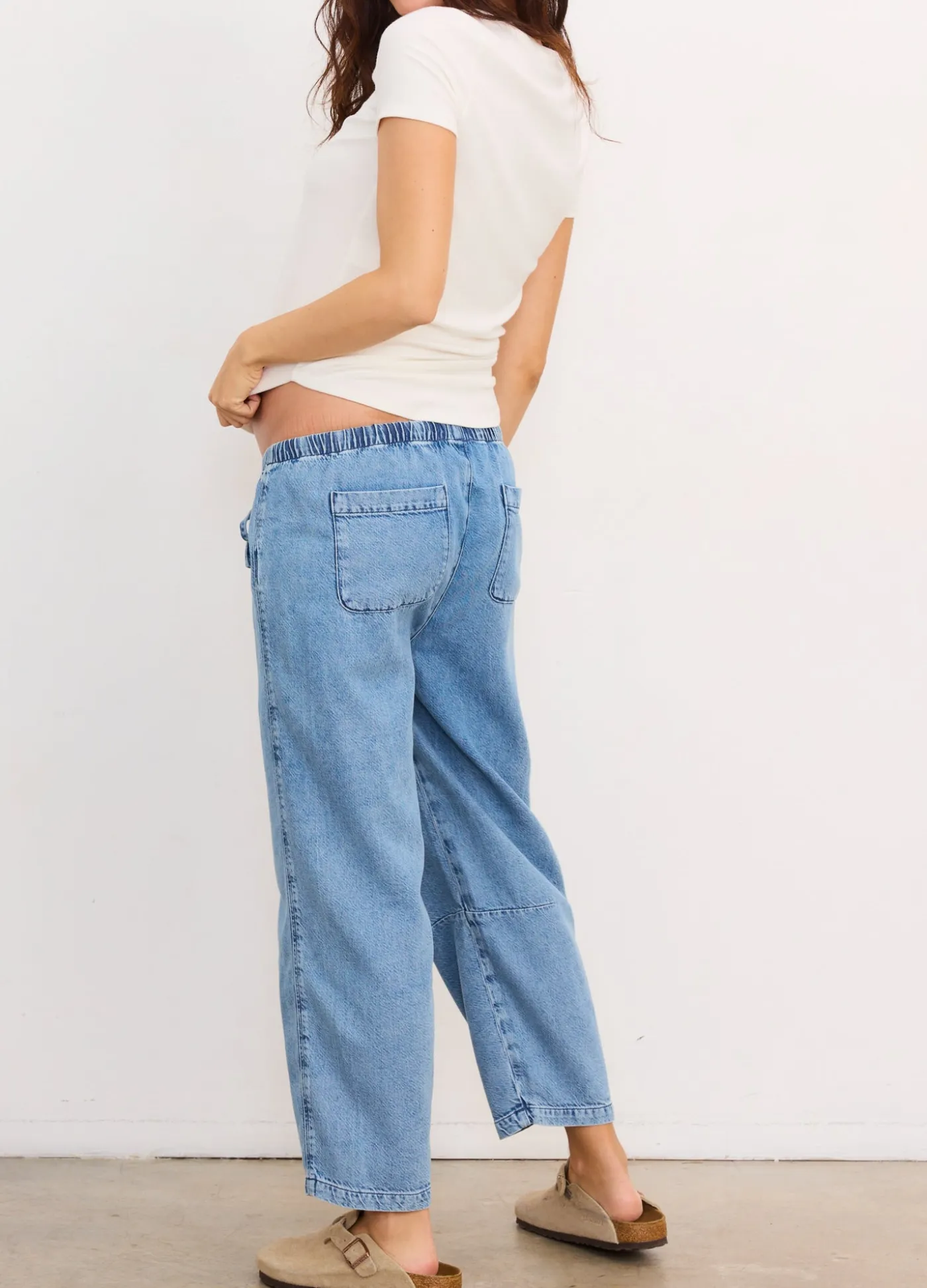 The Drapey Denim Barrel Pant