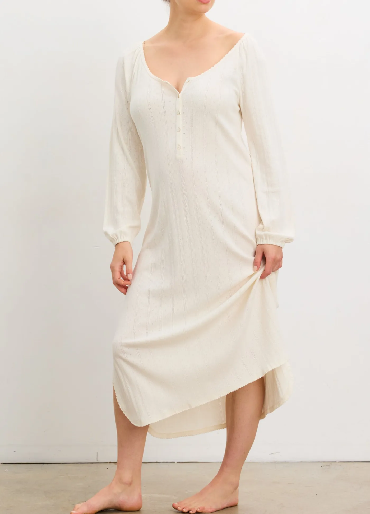 The Long Sleeve Pointelle Nightgown