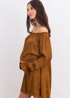 The Samantha Off-The-Shoulder Jacquard Mini Dress