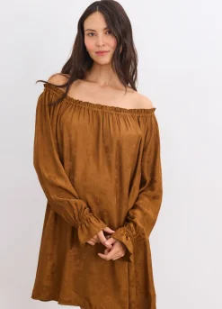 The Samantha Off-The-Shoulder Jacquard Mini Dress